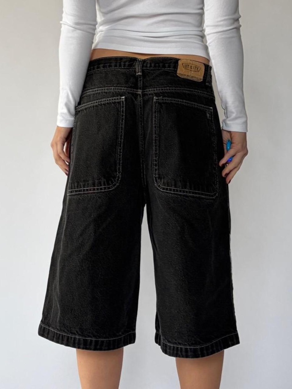 Vintage Jorts Baggy Black Utility 36 - Picture 3 of 5
